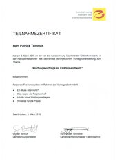 Patrick Temmes, Wartungsverträge im Elektrohandwerk