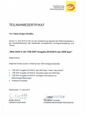 Hans-Jürgen Schäfer, Was steht in der TAB 2007 Ausgabe 2014/2015 des VEW Saar