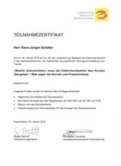 Hans-Jürgen Schäfer, Welche Dokumentation muss der Elektrohandwerker dem Kunden übergeben